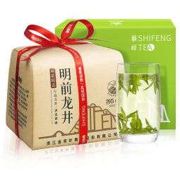 狮峰牌绿茶龙井茶43号茶叶茗狮经典 明前特级200g云雾纸包 赠西湖藕粉