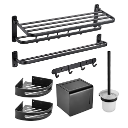 九牧（JOMOO）浴室置物架雅黑毛巾架免打孔挂件卫生间套装7件套9394157