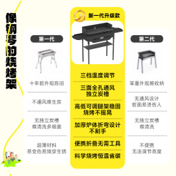 梦多福烧烤炉户外烧烤架户外家用木炭烧烤炭烤炉便捷烧烤炉子野营露营 升级挡风款（三档调节） 基础套餐