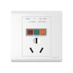 正泰（CHNT） 开关插座墙壁电源面板二三插座86型带漏电保护NEL8漏保开关五孔 三孔16A