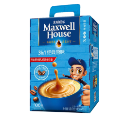 麦斯威尔（Maxwell House） 速溶咖啡三合一经典原味即溶固体咖啡粉（新老包装随机发） 100条袋装（拍下含5条咖啡）