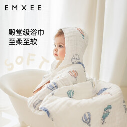 嫚熙（EMXEE）婴儿浴巾儿童宝宝纱布浴巾新生儿斗篷浴袍洗澡包巾105cm 天空之旅