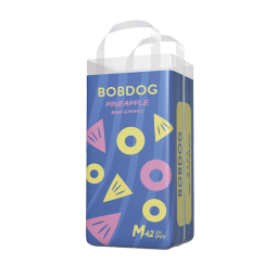 巴布豆（BOBDOG）新菠萝纸尿裤超薄透气尿不湿婴儿试用夜用动感贴合植萃弱酸 纸尿裤M42片【9-17斤】