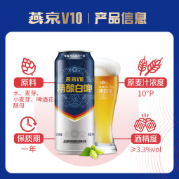 燕京啤酒 V10精酿白啤10度 500mL 12罐 两箱装