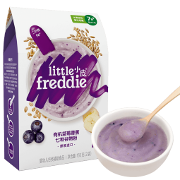 小皮（Little Freddie）有机高铁米粉婴儿 宝宝辅食6到12月龄营养婴儿米糊多谷物 7到9月+ 有机蓝莓谷物米粉 160g