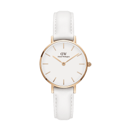 丹尼尔惠灵顿（DanielWellington）DW女表金边白色皮质表带28mm白盘欧美简约风圣诞礼物DW00100249