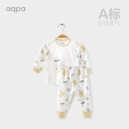 aqpa【195g新疆棉】婴儿内衣套装纯棉衣服秋男女宝宝睡衣儿童秋衣秋裤 白底漫游太空 90cm