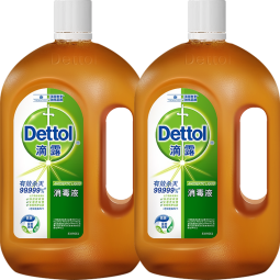 滴露（Dettol）消毒液消毒水衣物除菌液 灭活H3N2流感病毒杀菌除螨非84酒精 经典款约 1.8kg 2瓶