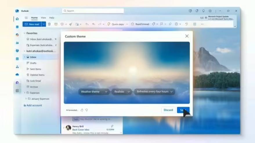 微软Outlook邮件应用引入AI主题，提高用户个性化