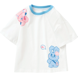 巴拉巴拉童装儿童短袖T恤夏装新款小童宝宝卡通印花女童上衣 本白10101 100cm