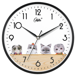 康巴丝（Compas）挂钟 创意简约钟表客厅石英钟表挂墙卧室可爱时钟  c2855 可爱猫咪