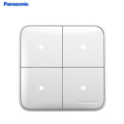 松下（Panasonic）开关插座格彩86型白色一开二开三开单控双控带LED灯开关墙壁面板 四开单控带指示灯开关WPC517