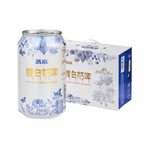 燕京啤酒燕京馥白奶啤乳味饮料300ml12听整箱装