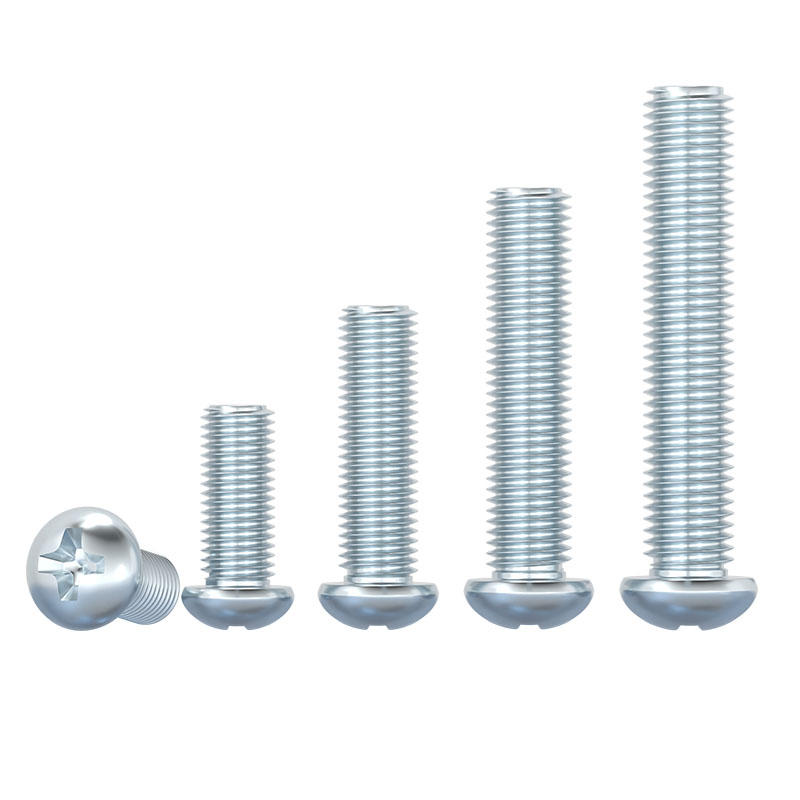 碳钢4.8级镀锌十字槽铁盘头螺钉大/圆头螺丝M3M4M5M6M8 GB818-85