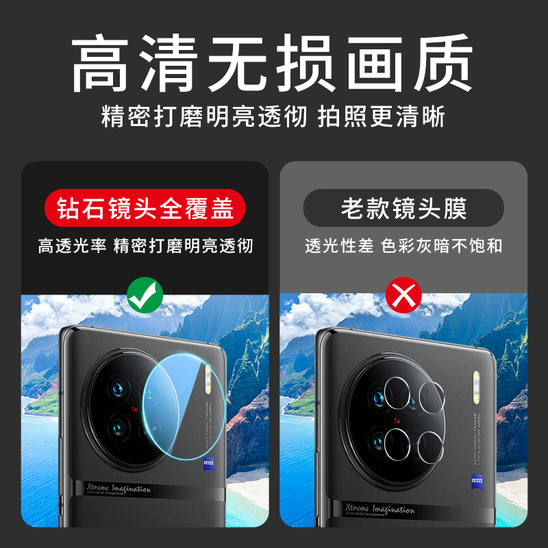 适用vivox90镜头膜x90Pro手机摄像头x90s镜头贴十保护膜vivo后置钢化膜Por+相机圈vox盖vivix后背膜vovox配件