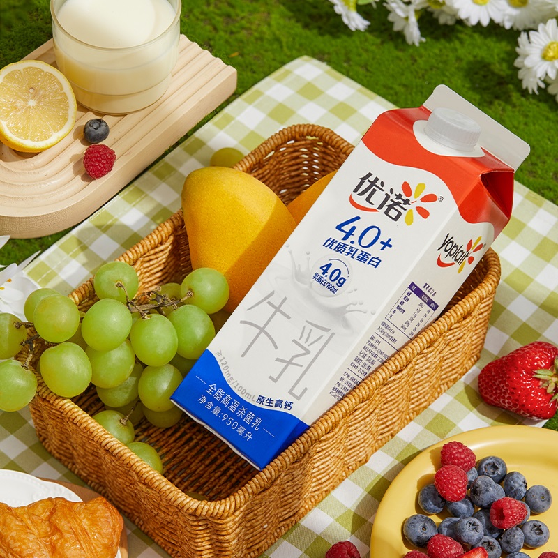 yoplait优诺纯牛奶4.0+优质乳蛋白营养原生高钙纯牛奶儿童奶950ml