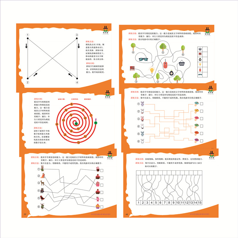 儿童幼儿园视觉追踪分辨感统训练玩具学习困难漏字跳字快速阅读卡