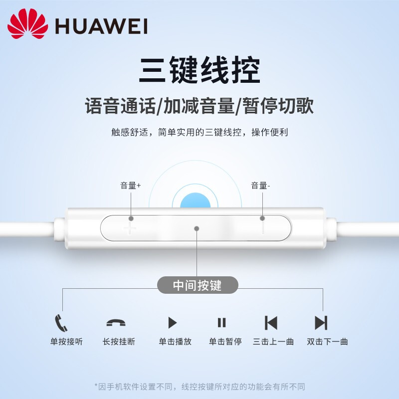 华为原装耳机Mate30 20 10 9Pro有线P30半入耳式nova6 7se荣耀8X