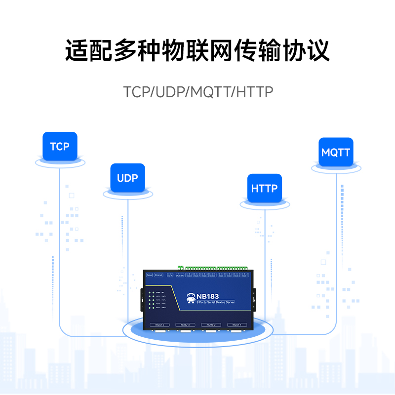 八路串口服务器RS485转RJ45以太网通信物联网透传模块TCP转RTU 通信设备PLC MQTT Modbus8路网关嵌入网络传输