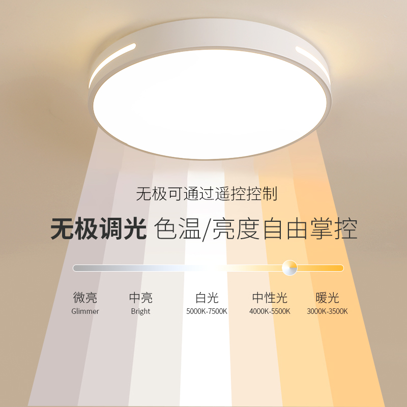 2023年新款主卧室灯led吸顶灯简约现代书房圆形阳台客厅房间灯具