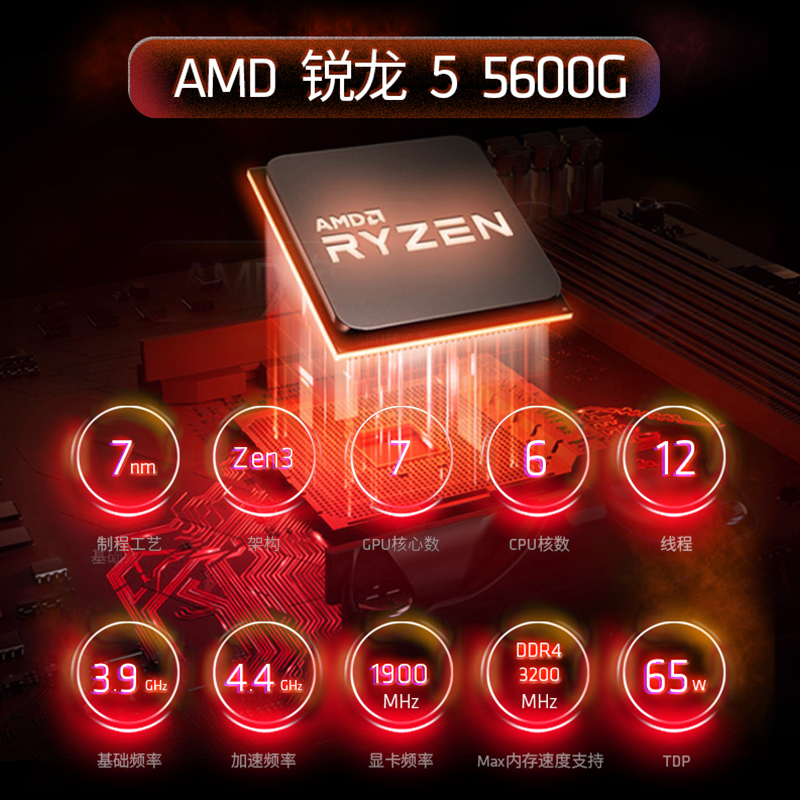 AMD锐龙R5 5600G散片套装搭B450M/B550M重炮手主板CPU套装板U套装