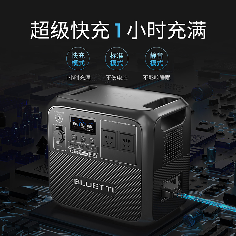 铂陆帝【BLUETTI】AC180磷酸铁锂户外电源220V快充移动储能电池大功率停电应急电瓶家用便携露营自驾大容量