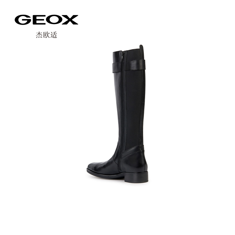 GEOX杰欧适女鞋秋冬季纯色简约舒适侧拉链魅力时装靴D36G1E